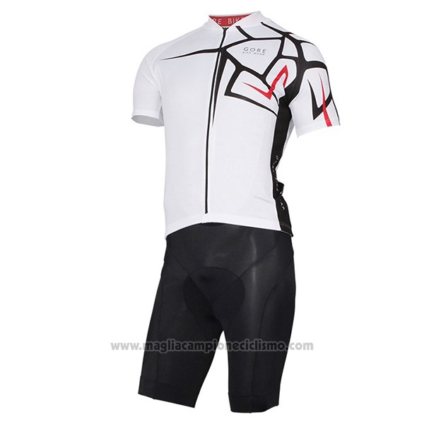 2017 Abbigliamento Ciclismo Gore Bike Wear Power Adrenaline Bianco Manica Corta e Salopette